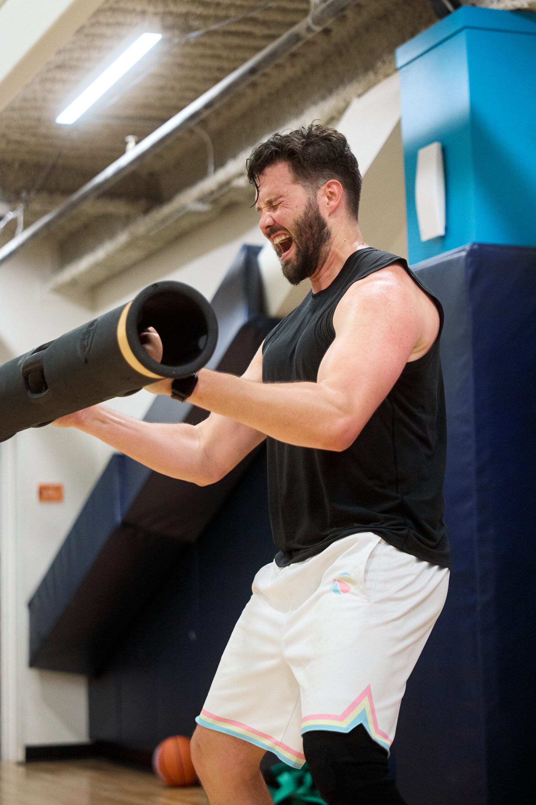 Mid-effort during a conditioning drill at Swish House